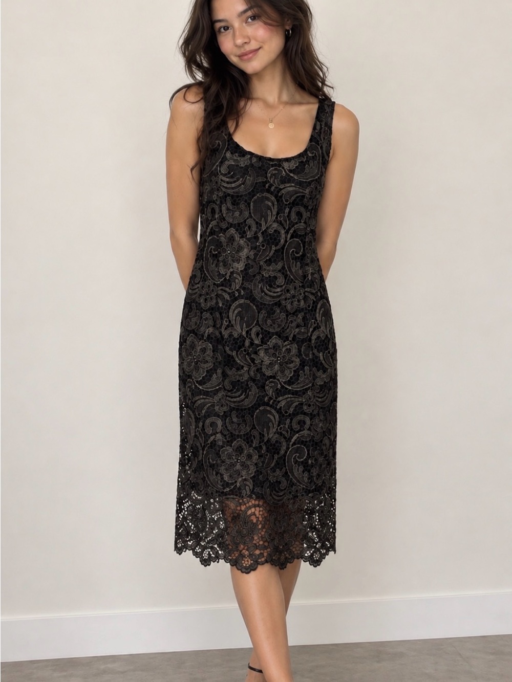 Sans Souci Black Lace Sheath Dress